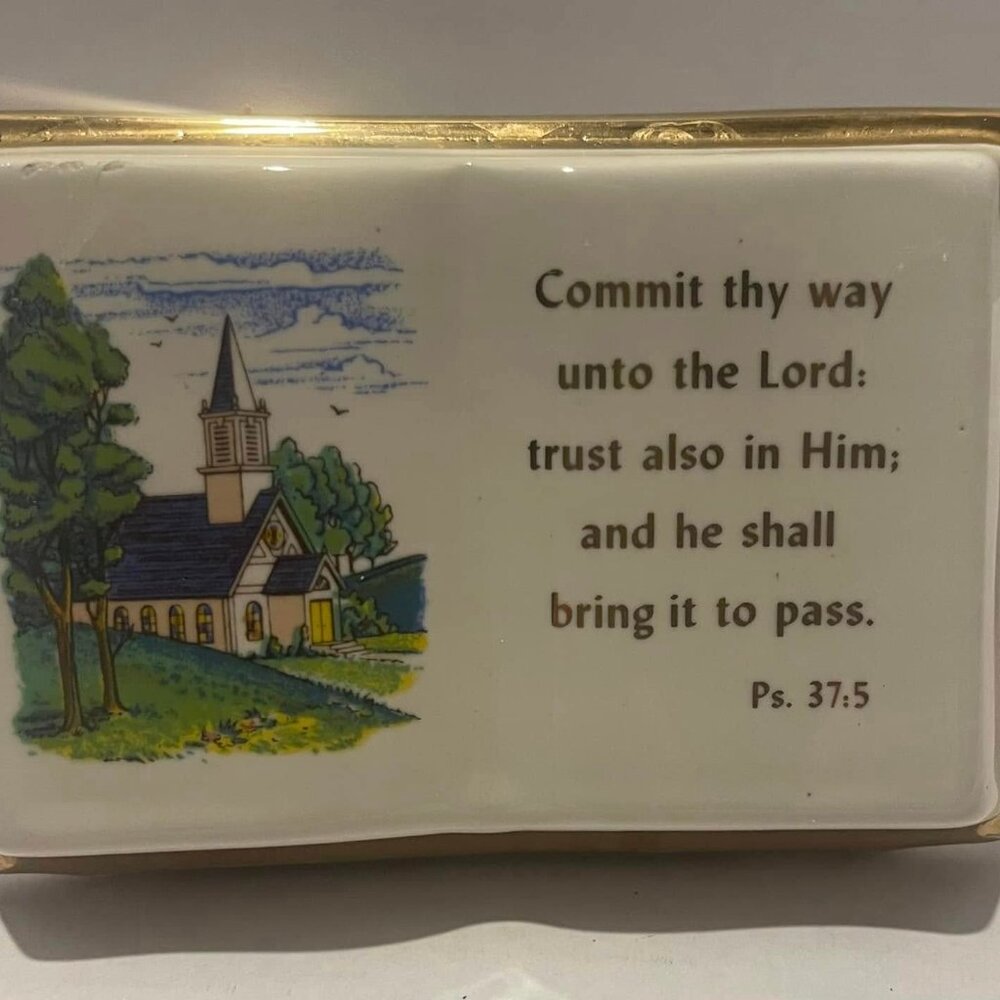 VNT. Ceramic Open Book Prayer Planter Commit thy way unto the Lord PSALMS 37.5